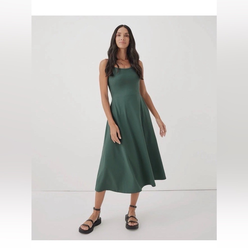 Pact Women's Fit & Flare Midi Dress Solid Green -Size 3XL NEW With Tags!